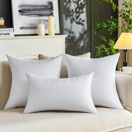 QSWRD 20 x 20 Throw Pillow Inserts Pack of 2 Large White Decorative Square Pillows for Couch Bed Sofa Cushion Sham Stuffer Indoor