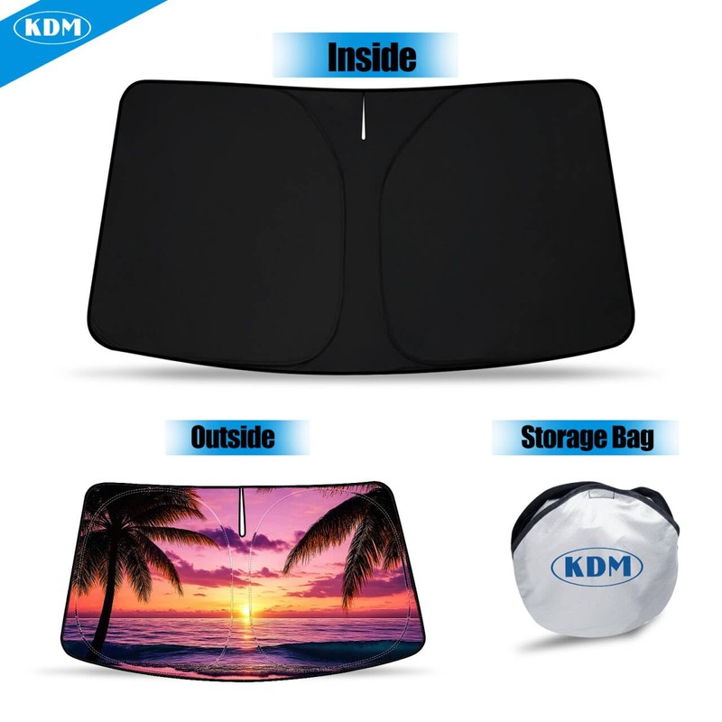 KDM Sunset Beach Style Windshield Sun Shade Fit for 2015-2024