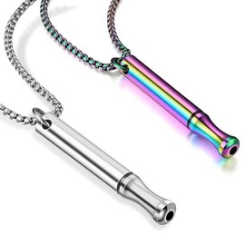Girihe Girihe 2 PCS Anxiety Breathing Necklace, Breathing Resistance Necklacee with Filter Portable Brea thing Necklace, Whistle Necklacee for Meditation Anxity Relief Relaxation and Exercis (Silver,Colored)