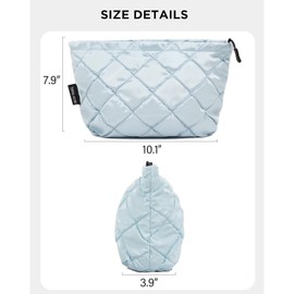 Puffer Makeup Bags for Women,Quilted Makeup Bag Cosmetic Bag, Travel Toiletry Bag for Women, Cute Makeup Bag Organizer Puffer Makeup Pouch Bag for Women Travel Essentials Toiletries (Large Blue)