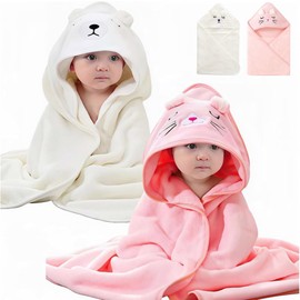 2 Pcs Toalla de Baño para Bebe, Bonita Toalla de Baño con Capucha para Bebe Recien Nacido, Super Absorbente, Suave y Ligero, Toalla para Niños y...   