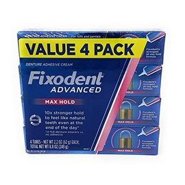 Fixodent Advanced Max Hold Denture Adhesive, 2.2 Ounce (Pack of 4)