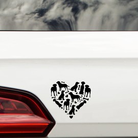 Labrador Love Heart Fun Waterproof Sticker Decal - Use on Car's, Laptops, Mirrors, Water Bottles, Windows, Scrapbooking, Fun Gifts (Black, 10.5cm x 10cm (4.1" x 3.9"))