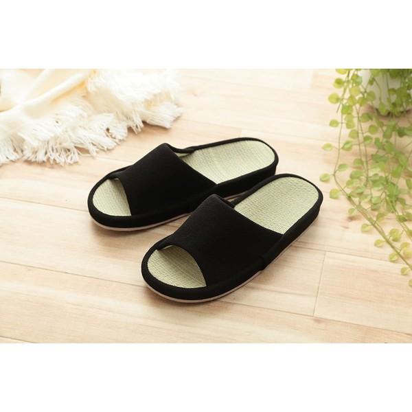 Ikehiko Corporation #7323039 Slippers, Room Shoes, Simple, Deodorant, Suabu Rush Comfort, Open Front, All Year, Black, Size M, Indoor, Home, Office, Visitors, Homes, Visitors, Home Commuting, Summer