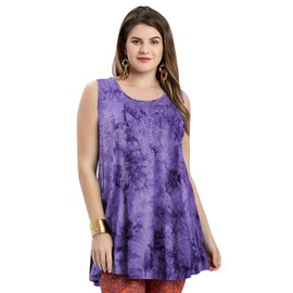LARACE Túnica sin mangas para mujer, para leggings, acampanada, sin mangas, B-purple_tie dye, 3x