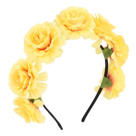 YARIEW Flower Headbands for Women Plastic Flower Headband Hawaiian Party Headband Cute Flowers Hair Accessories Hawaiian Wedding Birthday Party Favors Supplies Tropical Decorations Yellow