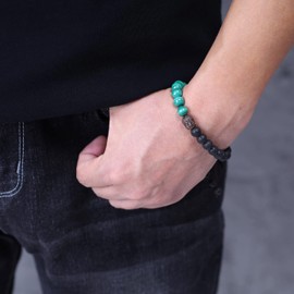 coai Lava Lucky Bracelet with Buddha Head, lava stone Malachite, malachite