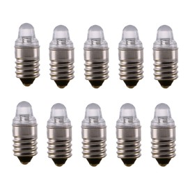 10pcs E10 LED Bulbs 3 Volt Miniature Flashlight Bulbs E10 Replacement Bulbs Mini Lamps Cool White 3V