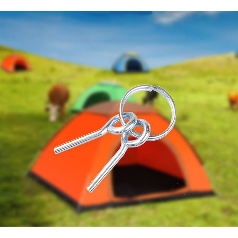 Tent Pole Rings and 2 Pins, 6 PCS Stainless Steel