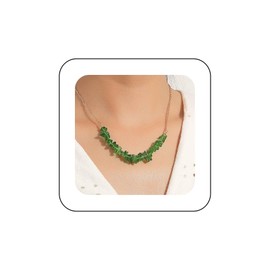 Allereya Vintage Green Chip Beads Necklace Gemstone Bead Pendent Necklace Crystal Gemstone Choker Necklace Gravel Bead Necklace Gemstone Chip Necklace Jewelry for Women