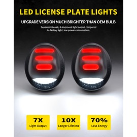 Asgohme White LED License Plate Lights with Red OLED Neon Tube Rear Bumper Tag Lamp Assembly Replacement Compatible with Ford F150 F250 F350 Super Duty Bronco Ranger Explorer Excursion, Pack of 2