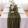 Aoksunova Muslin Wedding Table Runner, Olive Green, 4 m, Cheesecloth