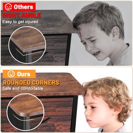 Sonharlar Curved Profile Dresser for Bedroom, Chest of Drawers, 10 Storage Drawers Organizer Unit, Brown Dresser with Fabric Bins for Closet, Living Room, Kid Room （Rustic Brown