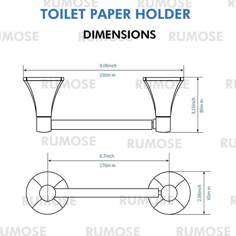 RUMOSE Toilet Paper Roll Holder Bathroom Flexible Pivoting Tissue Handle