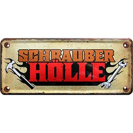 1522 Funny Decorative Tin Sign with"Schrauber Hell" Design [German Language] 28 x 12 cm
