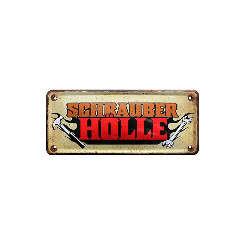 1522 Funny Decorative Tin Sign with"Schrauber Hell" Design [German Language]