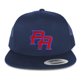Trendy Apparel Shop Puerto Rico PR Gorra de malla bordada de 5 paneles, marino, XX-Large
