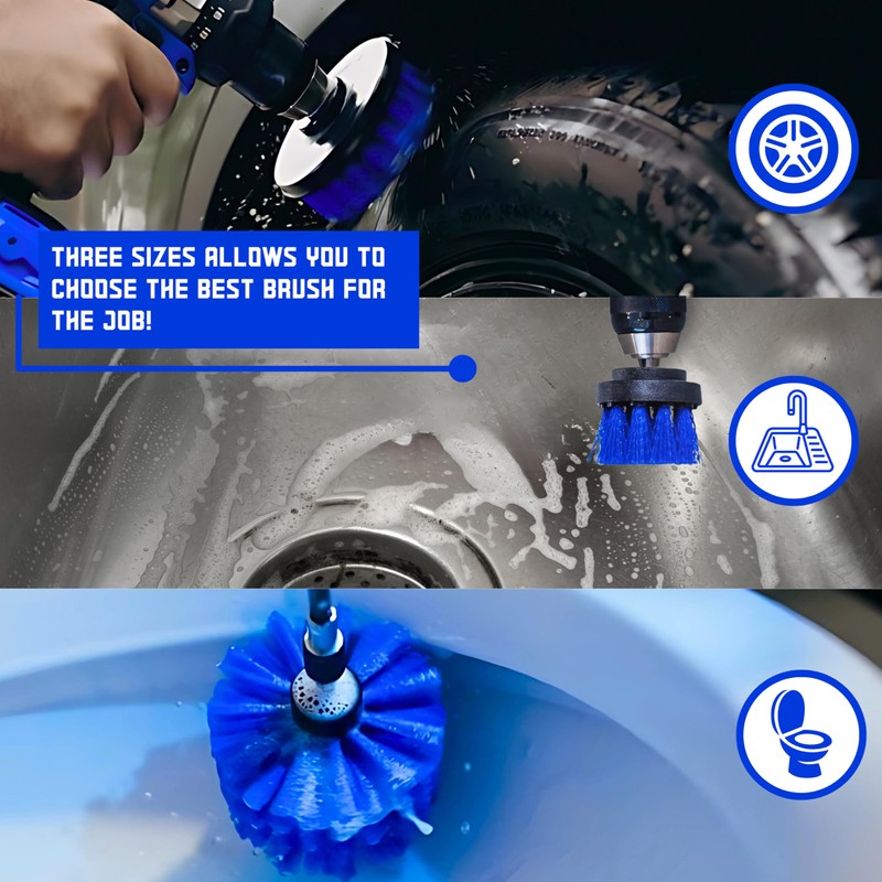 Diamond Shine 3-Pack Multipurpose Drill Brush Attachment - Turns Drill