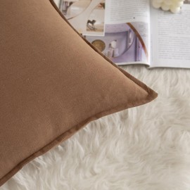 Mandioo Pack of 2 Neutral cotton Cushion Covers 60x60 cm 24x24 inch Solid Decorative Couch Throw Pillowcase Boho Farmhouse Home Decor for Sofa Living Room Bed Bedroom Brown