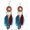 Elegant Boho Multi Coloured Metal Fringe Feather Dangle Earrings, Alloy