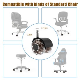 Office Chair Caster Wheels (Set of 5),Heavy-Duty Chair Wheels Support 2200lbs,Mute Rubber Chair Casters for Hardwood Floors and Carpet,2 Inch Universal Fit (Brown)