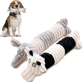 Fanney Dog Toys Squeaky Dog Toys Elephant & Cow - Squeaky Dog Toys, Squeaky, Durable Chew Toy for Small & Medium Breeds, Bulk Multi-Pack of 2 Soft SqueakToys,, Black, White , Grey