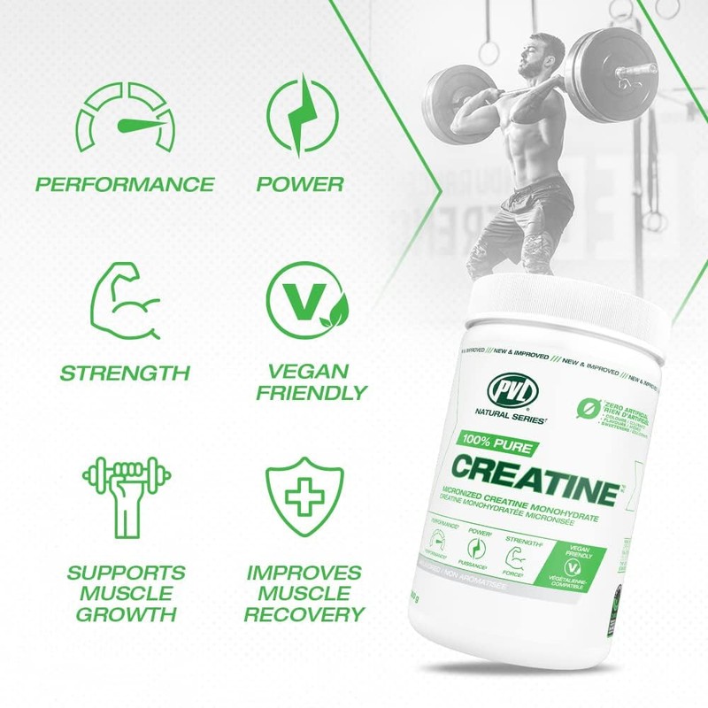 PVL 100% Pure Creatine - Creatine Monohydrate Micronized Powder -