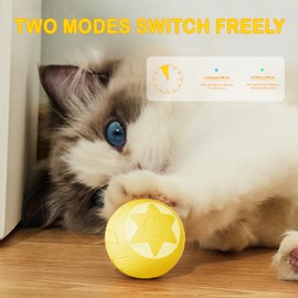 ZALBYUY Interactive Cat Ball Toy, Intelligent Cat Toys with LED Lights, Automatic Moving Rolling Ball for Indoor Cats, Cat Automatic Toy