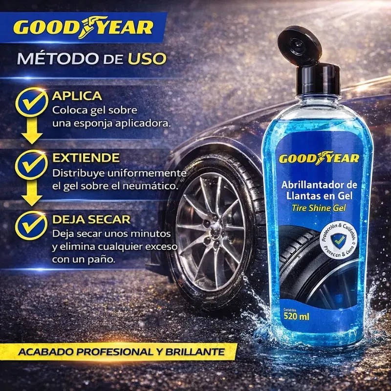 Abrillantador De Llantas En Gel Goodyear 520ml Super Brillo Color