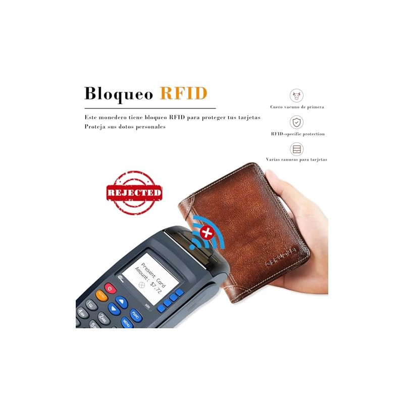 Carteras para Caballero con Protección RFID, Billetera de Hombre de