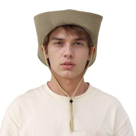 QFE Men & Women Protection Outdoor Sun Hat with Adjustable Black Bucket for Boonie Fishing Army Polo Camo Strings Summer Beach Travel Unisex Packable Trendy (One Size, Khaki)