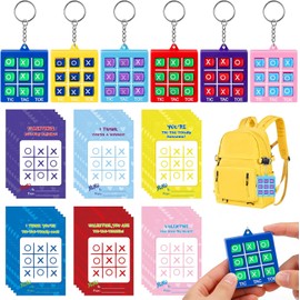 Regalos de San Valentín para el aula infantil, paquete de 30 llaveros y tarjetas para el juego de tres en raya, bolsas de regalo para rellenar calcetines para niños de 4 a 8 años y de 8 a 1