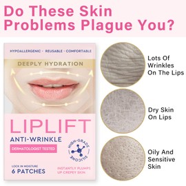 CURECURE Anti Wrinkle Patches for Lip, 6 Pcs Smile Line Patches, Overnight Smoothing Anti-Wrinkle Face Patches for Smile Line & Lip Area