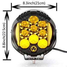 JIUHUAN 1 pc 9 Inch 75W Led Work Light Side Shooter Circle Amber Lighting Amber Side Flashing Color Ring Led Driving Lights Fog Lights Offroad Lights Utv Atv 4x4 Truck Boat Motorcycle Lighting