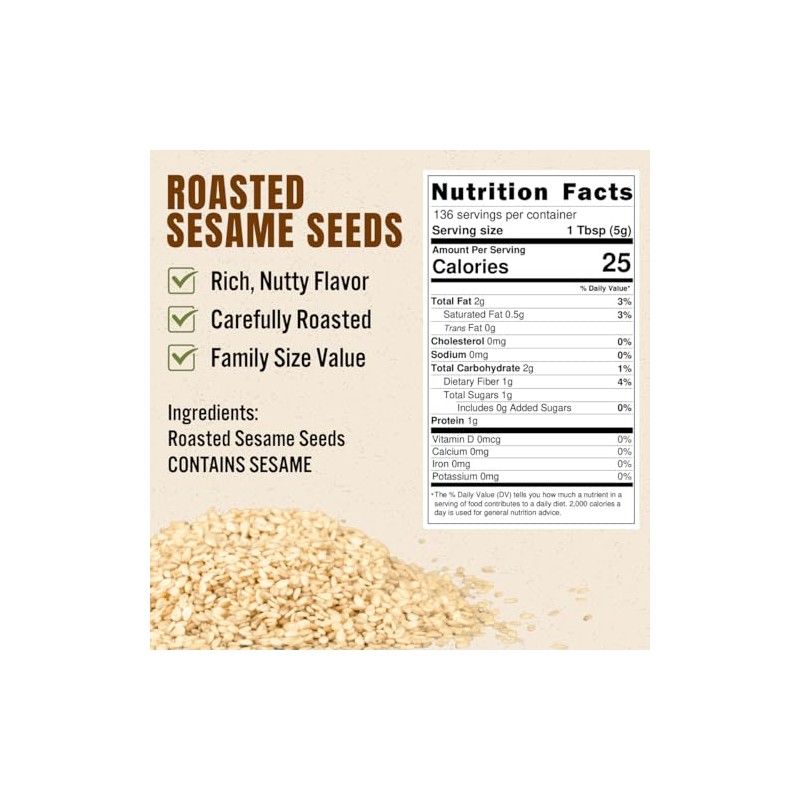 Roasted Sesame Seeds 1.5lb (24 oz), Fresh & Aromatic Toasted
