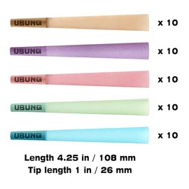 UBUNG Rainbow Cones | 50 King Size Conical Pre-Twisted Sleeves ​ (5 Colours) Including 1 Funnel Loader and 1 Putter for Packaging