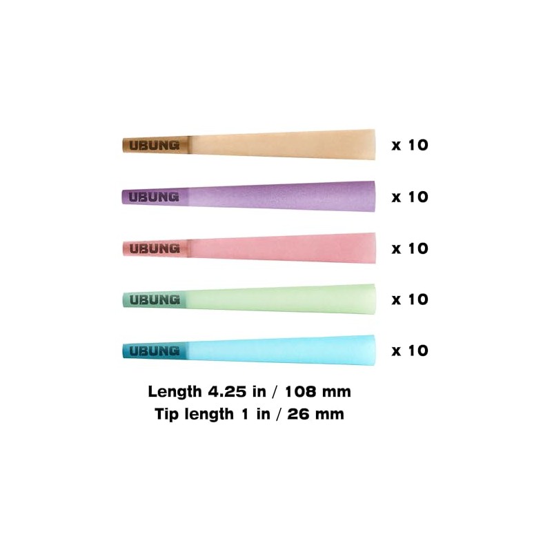 UBUNG Rainbow Cones | 50 King Size Conical Pre-Twisted Sleeves