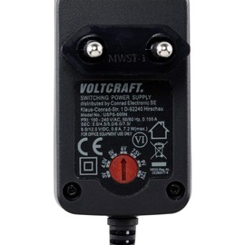 VOLTCRAFT VC-11258680 Power Supply Adjustable 3 V/DC, 4.5 V/DC, 5 V/DC, 6 V/DC, 7.5 V/DC, 9 V/DC, 12 V/DC 0.6 A 7