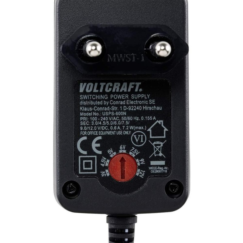 VOLTCRAFT VC-11258680 Power Supply Adjustable 3 V/DC, 4.5 V/DC, 5