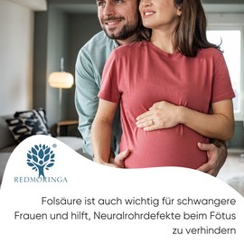 RedMoringa® - Folic Acid Supplement | 230 Vegan Tablets with 400 mcg Folate and Organic Moringa | Vitamin B9 for Pregnancy | Folic Acid | Gluten Free | Made in Italy