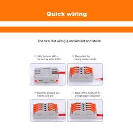 20Pcs Lever Wire Nuts Electrical Connectors with Fixed Base, Quick Disconnect Compact Wire Splice Connectors, for 4 Circuit Inline Splices 28-12 AWG Insulated Terminals