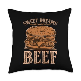 Cheese Ground Beef Snack Buns Fast Food Lover Sweet Drinks are Made of Beef Burger Throw Pillow, 18x18, Multicolor