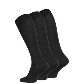 VCA Men's Knee Socks (3 Pairs) Made of Cotton with Comfort Waistband, black