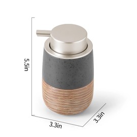 Ceramic Foaming Soap Dispenser – 380ml Refillable Bathroom & Kitchen Foam Pump Bottle with Metal Pump, Modern Textured Design (Black-Short)