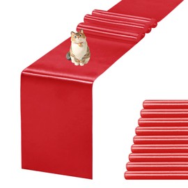 JEVIX 10 Pack Satin Table Runner 12 X 108 Inch Silk Table Runner for Party,Wedding, Birthday, Banquets,Decoration(Red)