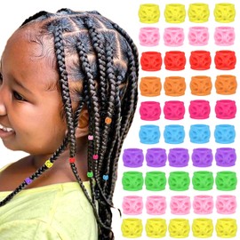 VENOFEN 50PCS Hair Beads for Braids Colorful Braids Beads for Hair Cute Acrylic Beads Loc Dreadlock Beads for Kids Girls Hollow Beads Bulk for DIY Jewelry Making Hair Accessories for Women