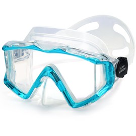 Snorkeling Diving Mask, Ultimate Pano 3 Swim Mask Anti-Fog Snorkel Mask Goggles with Nose Cover Adults & Youth for Diving, Snorkeling and Swimming (Clear Blue)