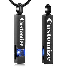 Crystal Cremation Urn Jewelry Cube Memorial Ashes Necklace Pendant Keepsake- Black Birthstone Series