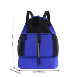 Valleycomfortable - Mochila deportiva con cordón y compartimento para zapatos y tiras reflectantes, Azul Real