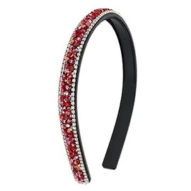 1PCS Red Rhinestone Headband Women Comb Headband with Teeth Bling Sparkly Beaded Non Slip Fashion Hair Band Birthday Homecoming Hair Accessories For Women Girls Gifts
